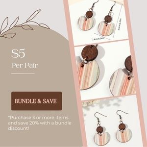 NEW Wooden earrings | Dangle | Multicolor | *Buy 3 and Save*